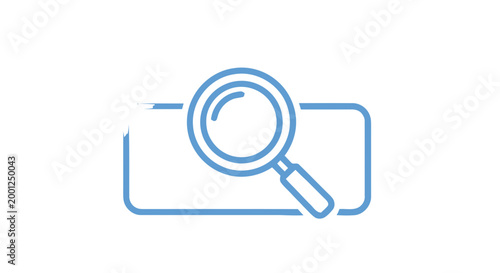 Magnifying glass on rectangle icon.