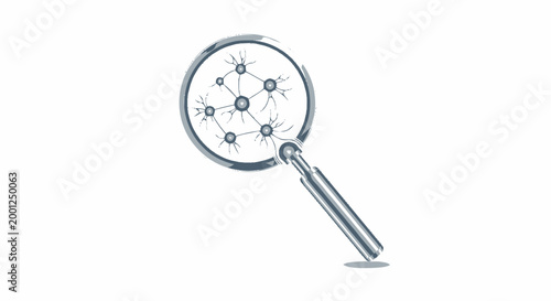 Magnifying glass with molecular structure 1.