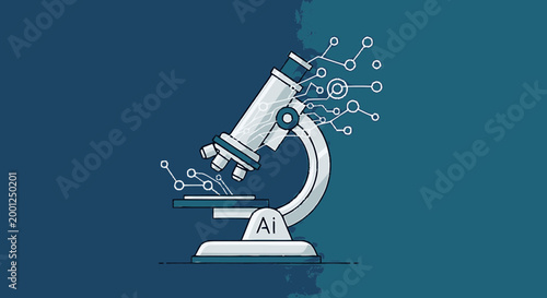 Microscope with AI Technology Symbol.