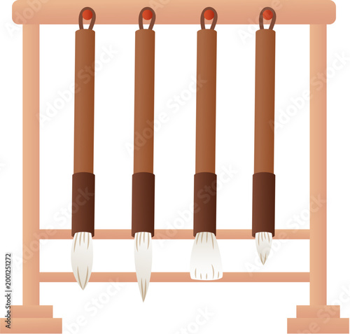 Chinese calligraphy full-size pen brush and pen holder set