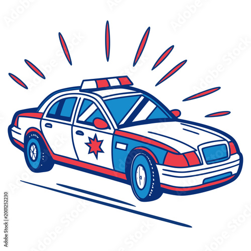 Obraz na plátne Modern squad car driving fast with signal lines.