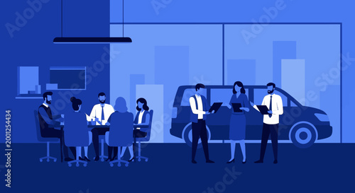 Business people with a car.