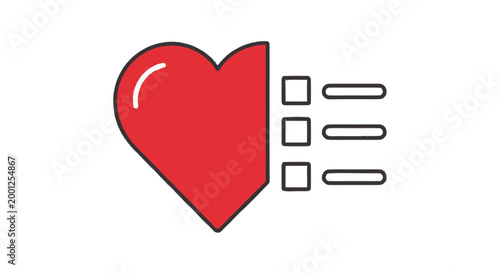 Red Heart Icon with Checkboxes.