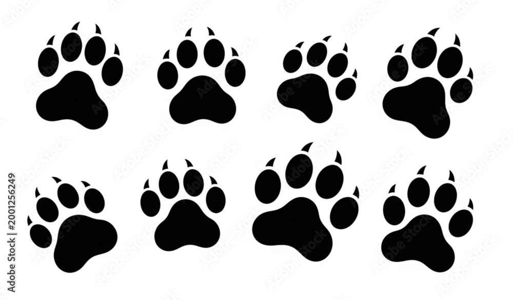 Fototapeta premium Seamless panda paw print pattern with black bear footprints for kids fabric and decorative design