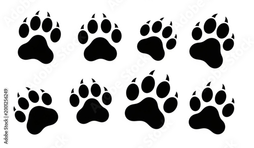 Seamless panda paw print pattern with black bear footprints for kids fabric and decorative design