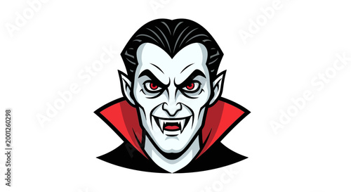 Scary Vampire with Sharp Fangs and Red Eyes, a Fictional Monster from Folklore