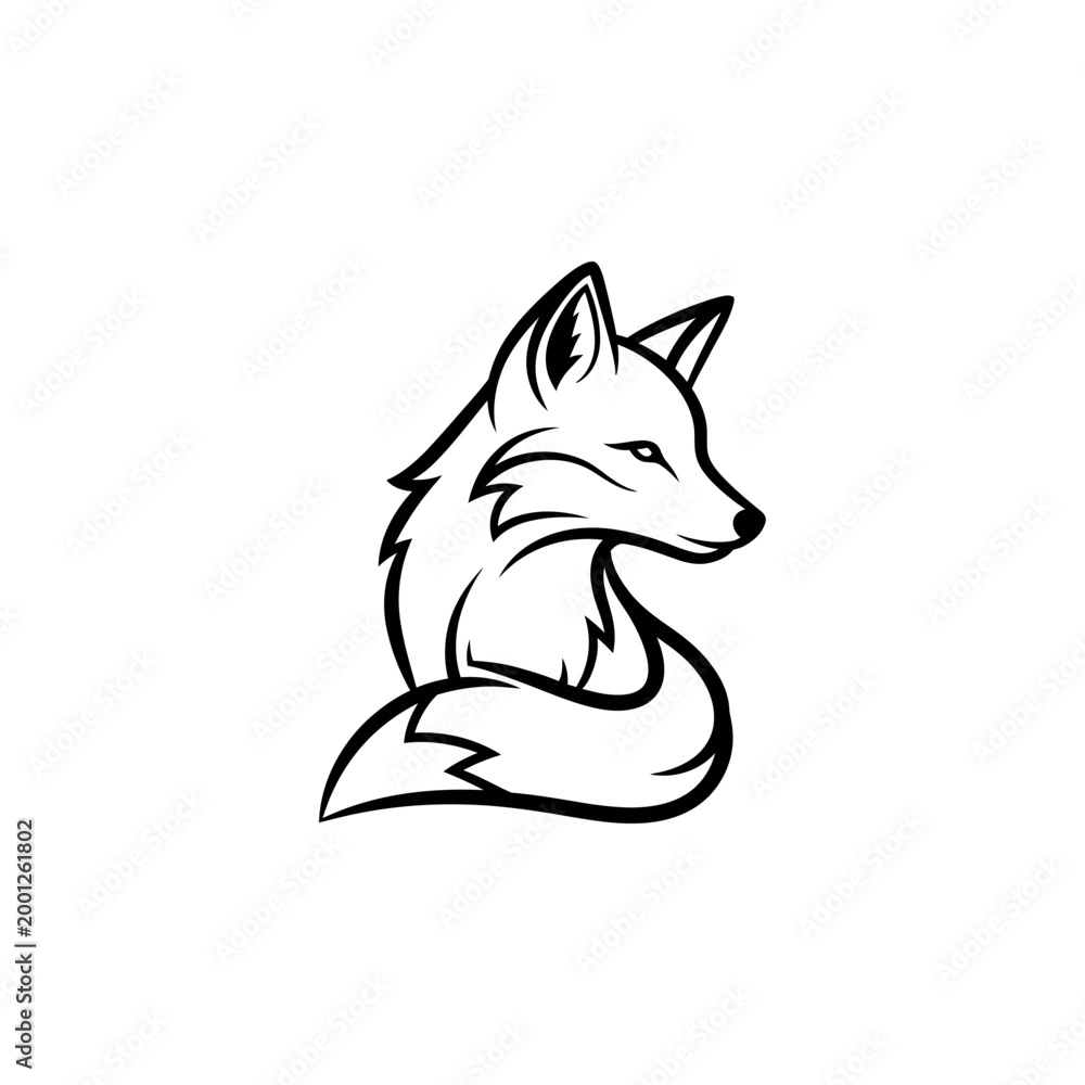 Obraz premium Elegant fox illustration showcasing its profile and tail