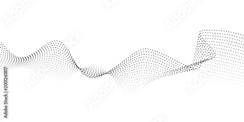 Abstract wavy vector lines flowing with smooth curves gray black gradient isolated on transparent background in modern wave technology  science  music  abstract concept.