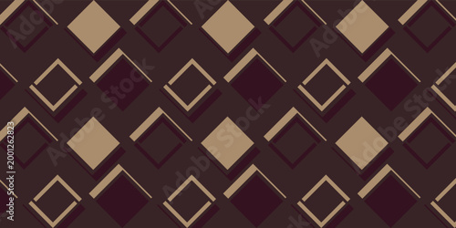 Modern geometric pattern background of rhombus with diagonal lines in shades of maroon, dark brown and cream. vector