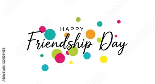 Happy friendship day celebration with colorful dots on white background