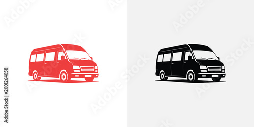 Red and black suv car side view on white background