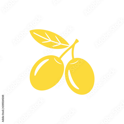 Yellow citrus fruit slice and leaf isolated yellow lemon slice
