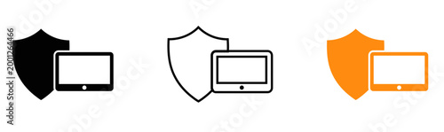 Cybersecurity icons padlock shield and smartphone digital protection concepts