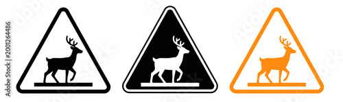 Warning sign deer crossing road safety and wildlife awareness