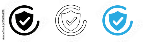 Security shield icons trust protection and verification symbols