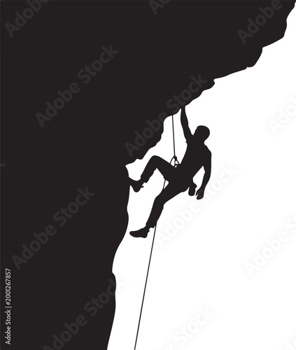 Rock climbing, silhouette climber, black vector, adventure sports, outdoor activities