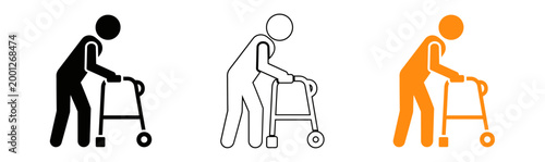 Life cycle stages from baby to senior with mobility aid