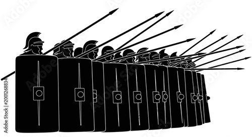 Photos Roman Legionaries Formation with Shields and Spears, Military History Silhouette