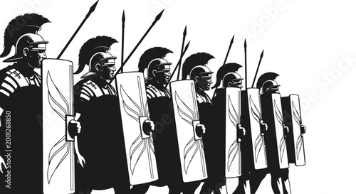 Tableau sur toile Roman Legionaries Marching in Formation with Shields and Spears