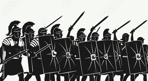 Φωτογραφία Roman Legionaries Marching with Swords and Shields