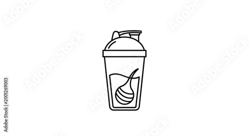 Protein Shake Bottle Icon: Fitness Drink Mixer for Gym and Health
