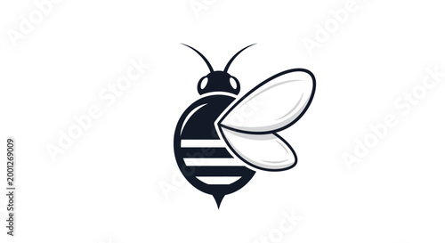 Stylized Bee Logo Icon - Minimalist Insect Vector Art
