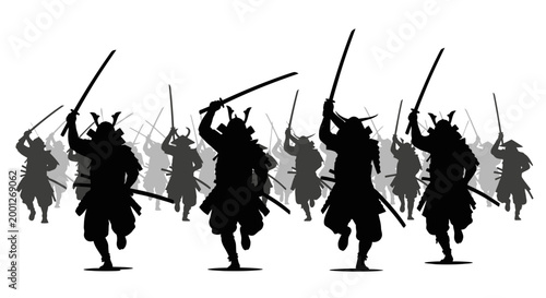 Samurai Warriors Silhouette Illustration