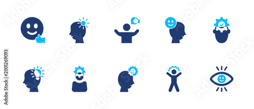 Emotions icon set. feeling, expression, mood, psychology, mental. solid style icon collection.