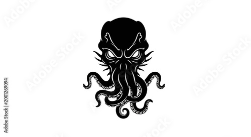 Scary Kraken Octopus Silhouette Vector Illustration