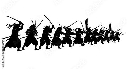 Silhouette Samurai Warriors Battle Formation