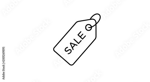 Sale Tag Icon - Simple Line Art Illustration