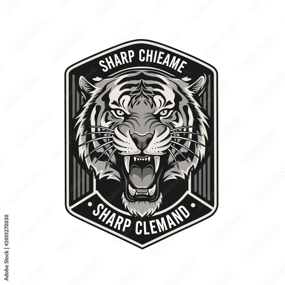 Obraz premium Fierce tiger emblem with bold design elements