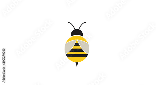 Minimalist Bee Icon Illustration - Yellow and Black Insect Graphic