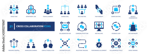 Cross collaboration icon set. teamwork, communication, connection, workflow, business. solid style icon collection.