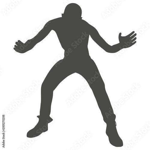 Cartoon zombie monster silhouette. Spooky and scary character. Isolated on white background.