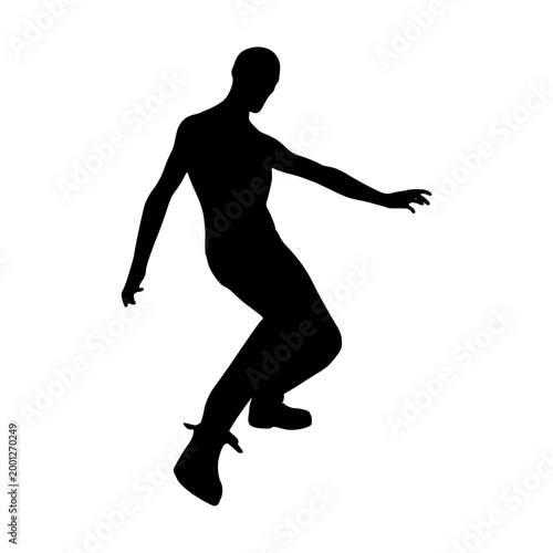 Cartoon zombie monster silhouette. Spooky and scary character. Isolated on white background.