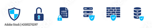 Data security icon set. protection, privacy, encryption, system, storage. solid style icon collection.