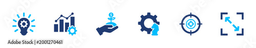Business improvement icon set. innovation, growth, strategy, optimization, performance. solid style icon collection.
