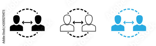 Social distancing illustration maintaining safe space between individuals