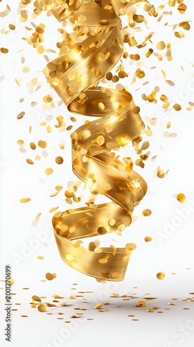 Golden Spiral Streamer: Confetti Celebration Decoration Design