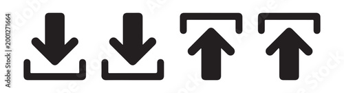 Download and upload arrow icons for data transfer and file management in modern digital interface design kit.