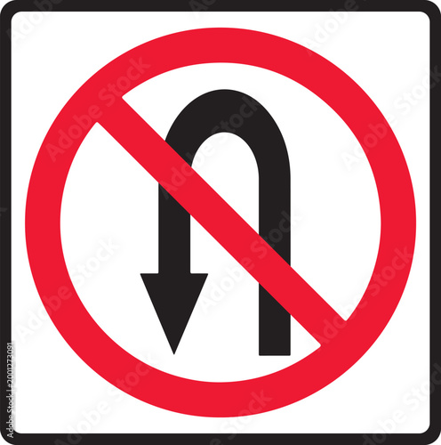 Free Download No U-Turn to the Left Prohibition Traffic Sign Vector Illustration - GFXLoad