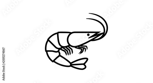 Simple Outline Shrimp Icon, Seafood Ingredient, Vector Illustration