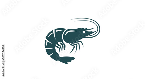Seafood icon, stylized shrimp illustration on white background