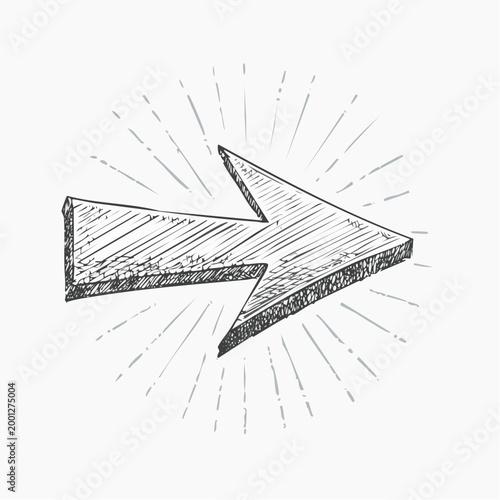 cribble hand drawn arrow, messy sketch style, expressive line