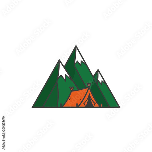 Camping Tent in Snowy Mountains