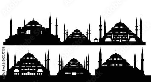 Photography Istanbul Cityscape Silhouette: Famous Mosques Collection