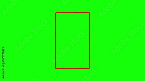 Red rectangle outline motion graphic on green screen background.