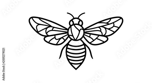 Minimalist Line Art Bee Icon - Simple Insect Illustration