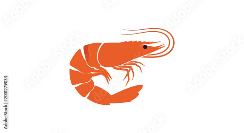 Vibrant Orange Shrimp Icon on White Background - Seafood Ingredient